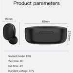 Auricular Sem Fios TWS E6S com Ecrã LED Bluetooth V5.3, Auscultadores Estéreo à Prova de Água, E6S (Preto)