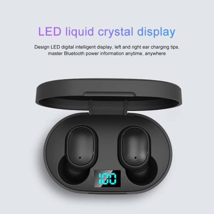 Auricular Sem Fios TWS E6S com Ecrã LED Bluetooth V5.3, Auscultadores Estéreo à Prova de Água, E6S (Preto)