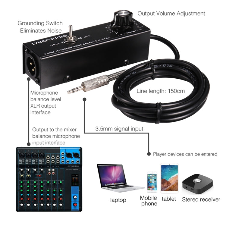 B012 Conversor Profissional de Sinal Estéreo para Saída de Sinal Balanceado para Microfone