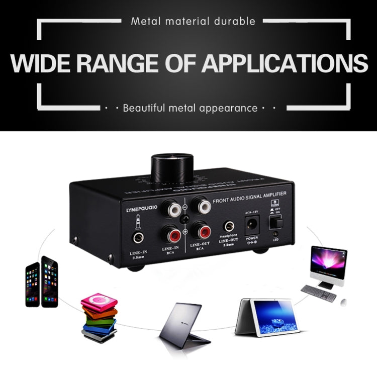 Amplificador de Sinal Estéreo Frontal B015 Amplificador para Auscultadores e Colunas Fonte de Áudio Dupla, B015
