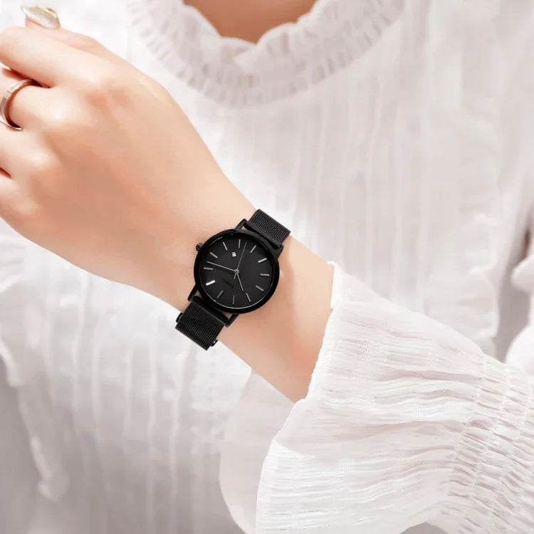 Relógio Feminino de Negócios Simples e Elegante SKMEI 1530 de Moda Europeia e Americana, Relógio de Quartzo Fino para Estudantes
