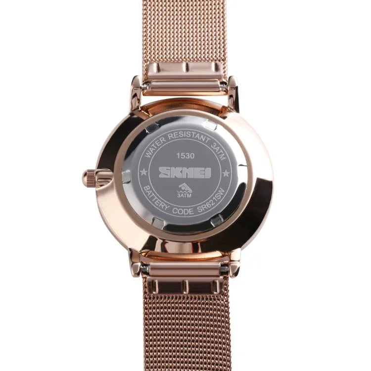 Relógio Feminino de Negócios Simples e Elegante SKMEI 1530 de Moda Europeia e Americana, Relógio de Quartzo Fino para Estudantes