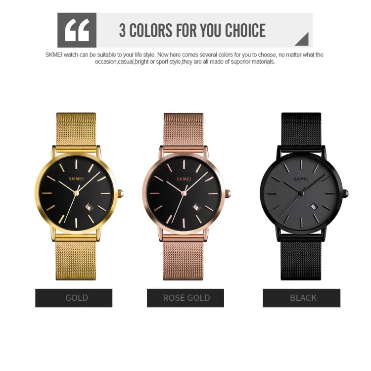 Relógio Feminino de Negócios Simples e Elegante SKMEI 1530 de Moda Europeia e Americana, Relógio de Quartzo Fino para Estudantes