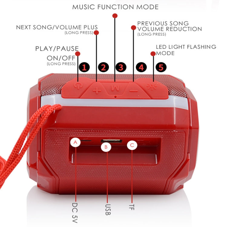 Coluna Bluetooth portátil estéreo com LED T&G TG162, mini coluna sem fios, subwoofer