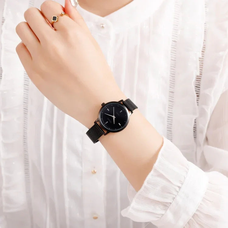 Relógio Feminino Casual de Moda Simples SKMEI 1528 com Escala de Malha