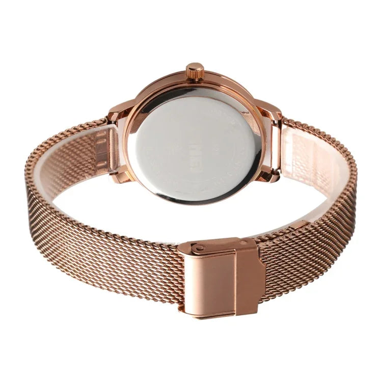 Relógio Feminino Casual de Moda Simples SKMEI 1528 com Escala de Malha