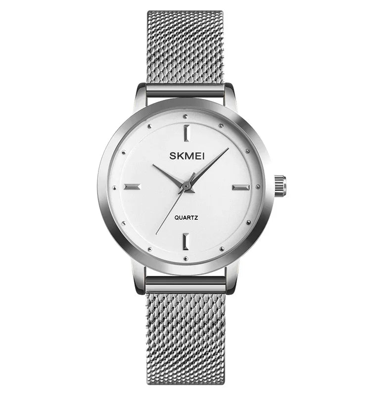 Relógio Feminino Casual de Moda Simples SKMEI 1528 com Escala de Malha