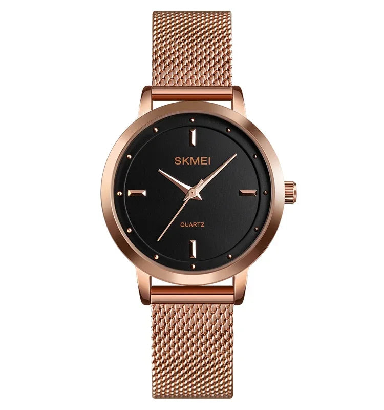 Relógio Feminino Casual de Moda Simples SKMEI 1528 com Escala de Malha