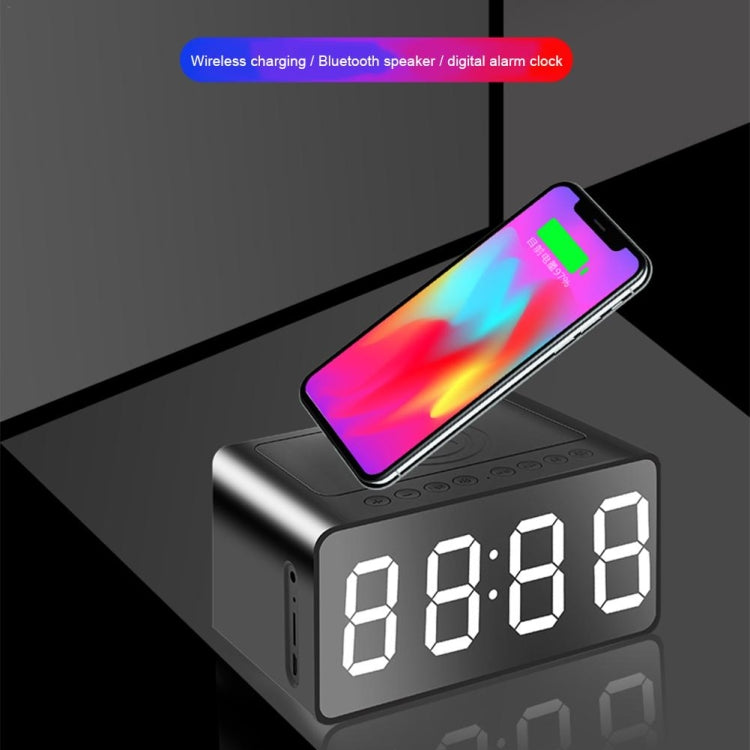 Coluna Bluetooth AEC BT508 com Carregamento Sem Fios, Relógio Despertador LED e Power Bank Três em Um