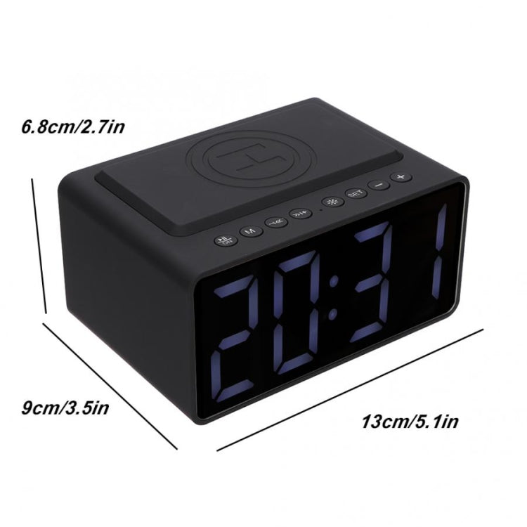 Coluna Bluetooth AEC BT508 com Carregamento Sem Fios, Relógio Despertador LED e Power Bank Três em Um