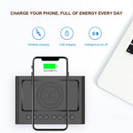 Coluna Bluetooth AEC BT508 com Carregamento Sem Fios, Relógio Despertador LED e Power Bank Três em Um