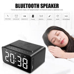 Coluna Bluetooth AEC BT508 com Carregamento Sem Fios, Relógio Despertador LED e Power Bank Três em Um