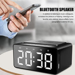 Coluna Bluetooth AEC BT508 com Carregamento Sem Fios, Relógio Despertador LED e Power Bank Três em Um