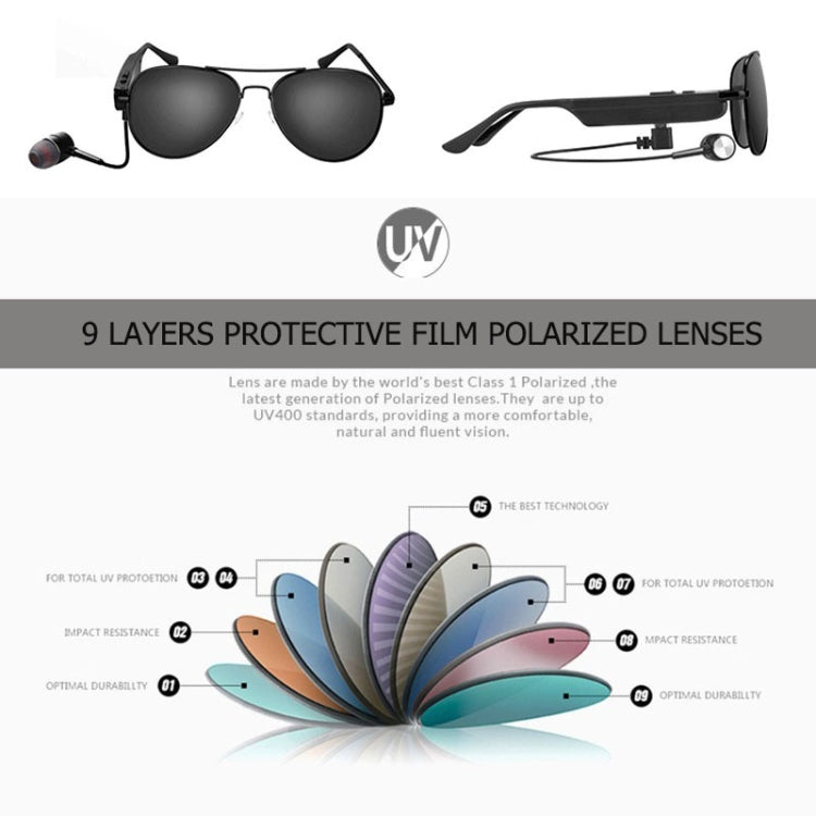 Auricular Sem Fios A8 Bluetooth, Auscultadores de Sol Música, Óculos Inteligentes com Microfone, A8