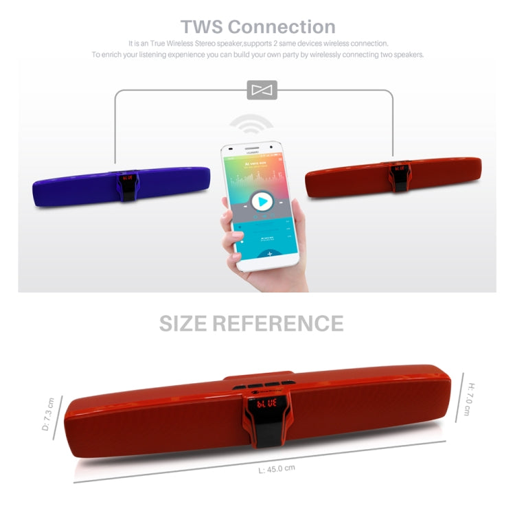 Nova coluna Bluetooth Rixing NR7017 TWS portátil 10W com som estéreo envolvente, barra de som, microfone