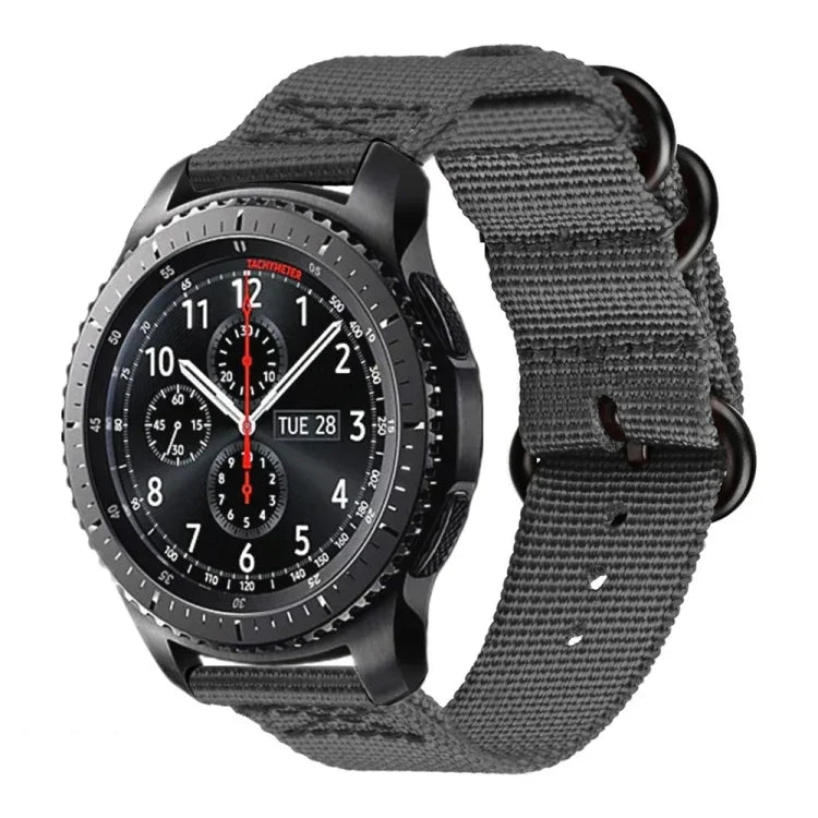 Correia de Nylon com Três Argolas para Samsung Galaxy Watch Active 22mm / S3, para Samsung Galaxy Watch Active 2 22mm / Gear S3