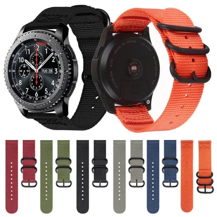 Correia de Nylon com Três Argolas para Samsung Galaxy Watch Active 20mm S3, para Samsung Galaxy Watch Active 2 20mm / Gear S3