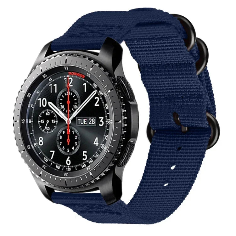 Correia de Nylon com Três Argolas para Samsung Galaxy Watch Active 18mm S3, para Samsung Galaxy Watch Active 2 18mm / Gear S3