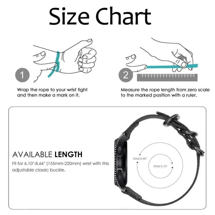Correia de Nylon com Três Argolas para Samsung Galaxy Watch Active 18mm S3, para Samsung Galaxy Watch Active 2 18mm / Gear S3