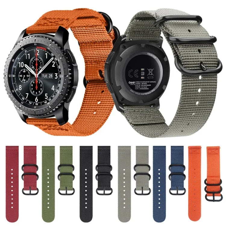 Correia de Nylon com Três Argolas para Samsung Galaxy Watch Active 18mm S3, para Samsung Galaxy Watch Active 2 18mm / Gear S3