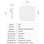 Auriculares Bluetooth TWS T88 mini com controlo tátil, HiFi, auriculares sem fios com caixa de carregamento