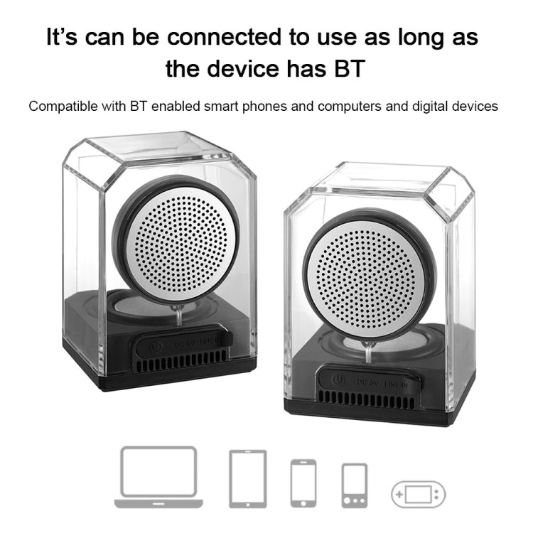 Colunas Bluetooth Transparentes Portáteis TWS BT628 10W com Base Magnética Ligável Subwoofer Estéreo para Exterior