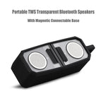 Colunas Bluetooth Transparentes Portáteis TWS BT628 10W com Base Magnética Ligável Subwoofer Estéreo para Exterior