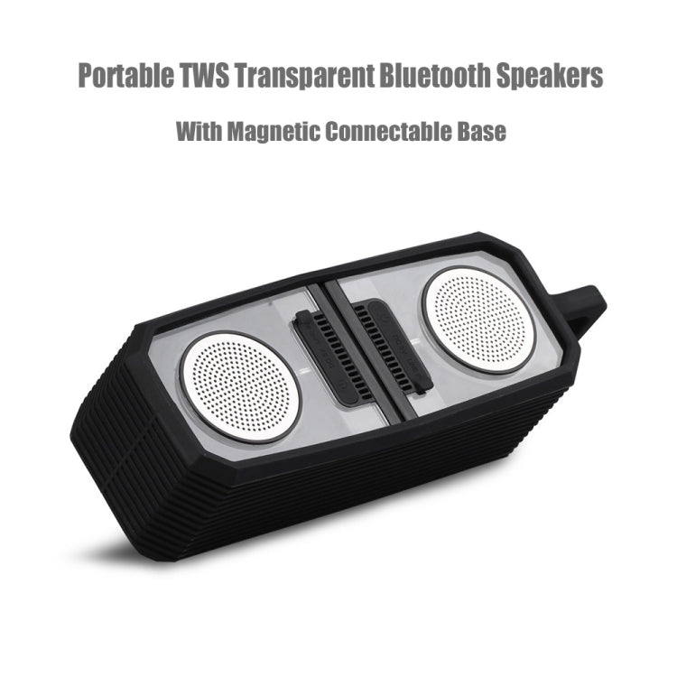 Colunas Bluetooth Transparentes Portáteis TWS BT628 10W com Base Magnética Ligável Subwoofer Estéreo para Exterior