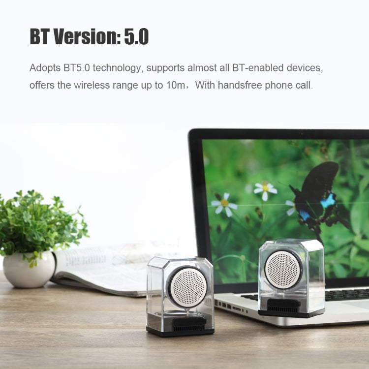 Colunas Bluetooth Transparentes Portáteis TWS BT628 10W com Base Magnética Ligável Subwoofer Estéreo para Exterior