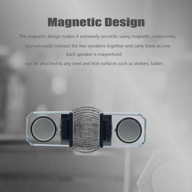 Colunas Bluetooth Transparentes Portáteis TWS BT628 10W com Base Magnética Ligável Subwoofer Estéreo para Exterior
