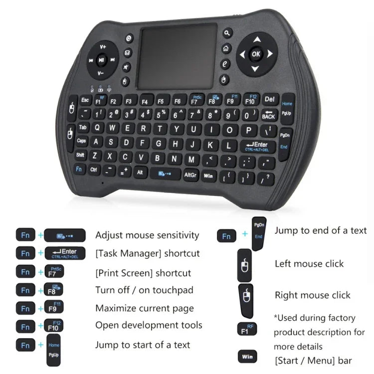 Teclado Mini Sem Fios MT10 Fly Air Mouse 2.4GHz Multifuncional Fly Air Mouse