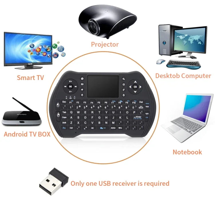 Teclado Mini Sem Fios MT10 Fly Air Mouse 2.4GHz Multifuncional Fly Air Mouse