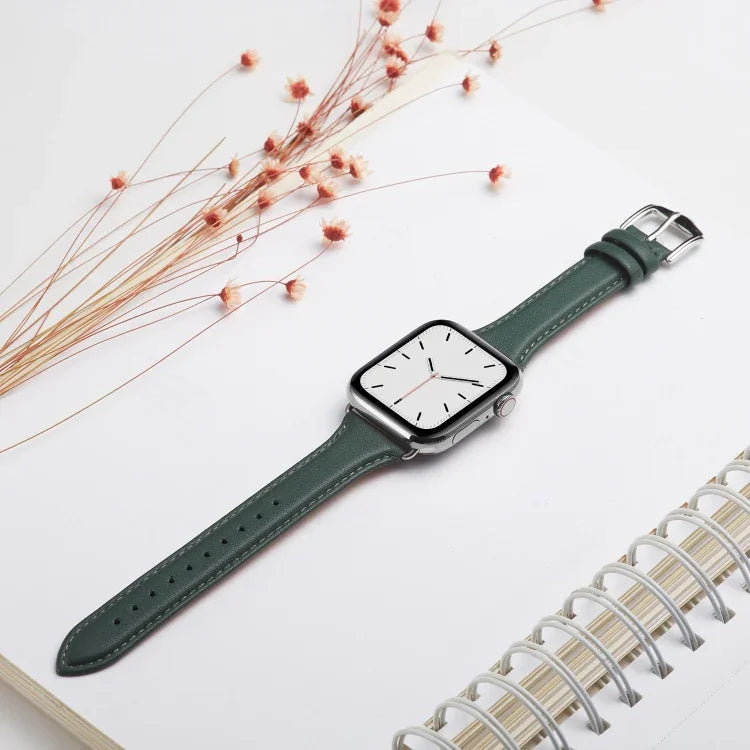 Para Apple Watch 3 / 2 / 1 Gerações 38mm Correia Fina de Couro Universal