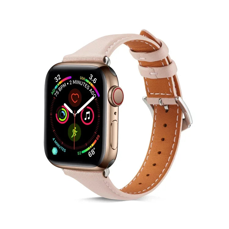 Para Apple Watch 3 / 2 / 1 Gerações 38mm Correia Fina de Couro Universal