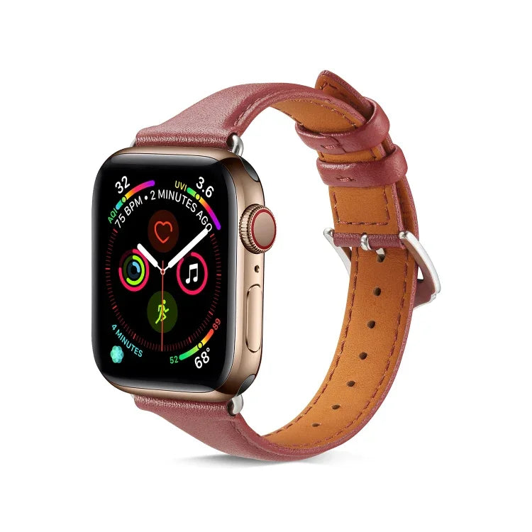 Para Apple Watch 3 / 2 / 1 Gerações 38mm Correia Fina de Couro Universal