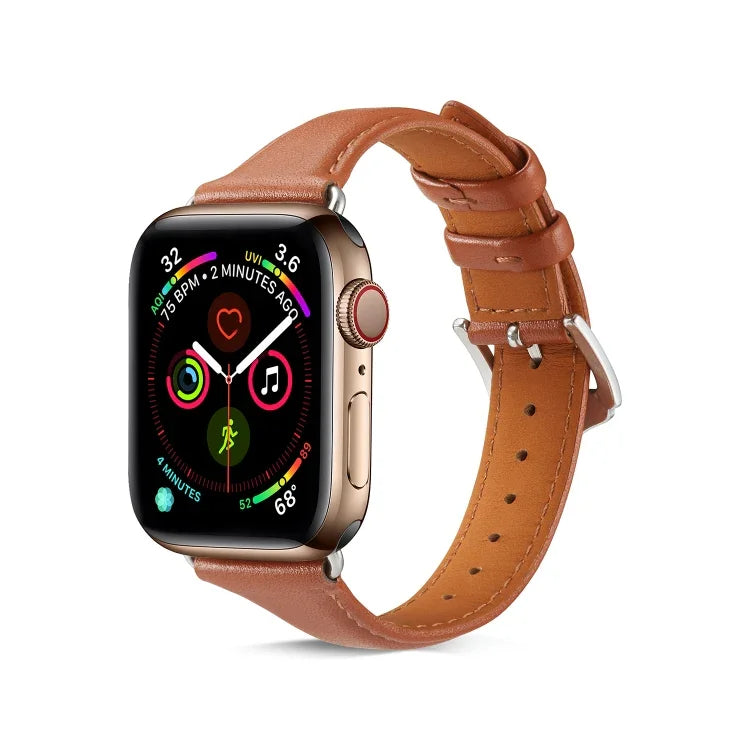 Para Apple Watch 3 / 2 / 1 Gerações 38mm Correia Fina de Couro Universal