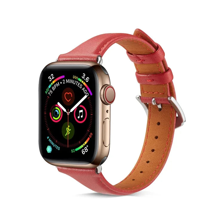 Para Apple Watch 3 / 2 / 1 Gerações 38mm Correia Fina de Couro Universal