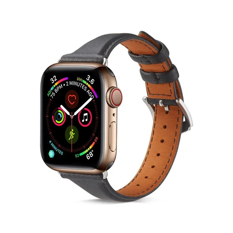 Para Apple Watch 3 / 2 / 1 Gerações 38mm Correia Fina de Couro Universal