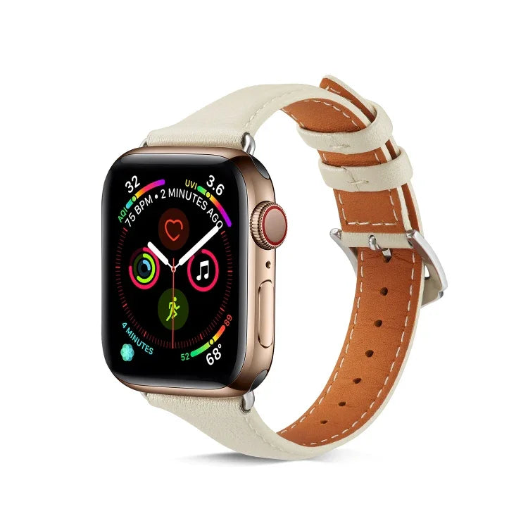 Para Apple Watch 3 / 2 / 1 Gerações 38mm Correia Fina de Couro Universal