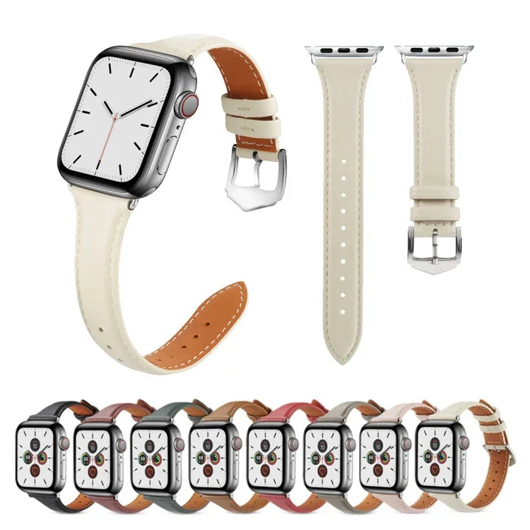 Para Apple Watch 3 / 2 / 1 Gerações 38mm Correia Fina de Couro Universal