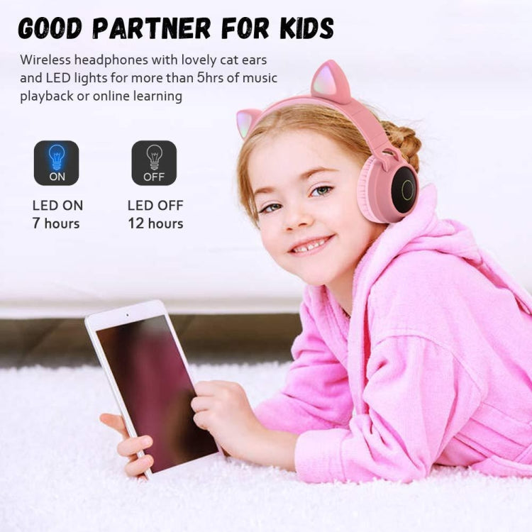 Auriculares Bluetooth 5.0 com orelhas de gato, dobráveis, on-ear, estéreo sem fios, com microfone, luz LED, rádio FM, cartão TF, SYA00833501F, SYA00833501A, SYA00833501B, SYA00833501C, SYA00833501D, SYA00833501E
