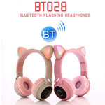 Auriculares Bluetooth 5.0 com orelhas de gato, dobráveis, on-ear, estéreo sem fios, com microfone, luz LED, rádio FM, cartão TF, SYA00833501F, SYA00833501A, SYA00833501B, SYA00833501C, SYA00833501D, SYA00833501E