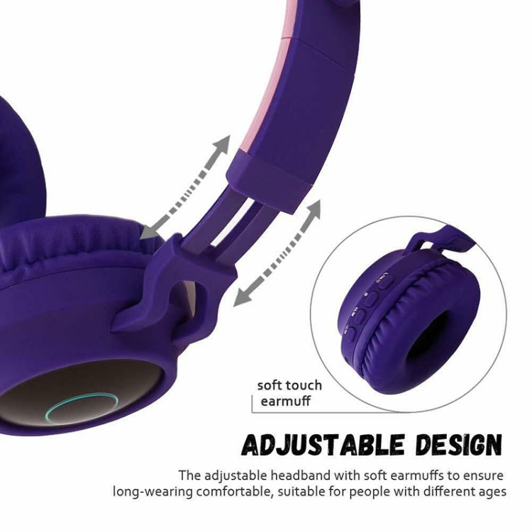 Auriculares Bluetooth 5.0 com orelhas de gato, dobráveis, on-ear, estéreo sem fios, com microfone, luz LED, rádio FM, cartão TF, SYA00833501F, SYA00833501A, SYA00833501B, SYA00833501C, SYA00833501D, SYA00833501E