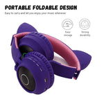 Auriculares Bluetooth 5.0 com orelhas de gato, dobráveis, on-ear, estéreo sem fios, com microfone, luz LED, rádio FM, cartão TF, SYA00833501F, SYA00833501A, SYA00833501B, SYA00833501C, SYA00833501D, SYA00833501E