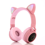Auriculares Bluetooth 5.0 com orelhas de gato, dobráveis, on-ear, estéreo sem fios, com microfone, luz LED, rádio FM, cartão TF, SYA00833501F, SYA00833501A, SYA00833501B, SYA00833501C, SYA00833501D, SYA00833501E