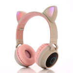 Auriculares Bluetooth 5.0 com orelhas de gato, dobráveis, on-ear, estéreo sem fios, com microfone, luz LED, rádio FM, cartão TF, SYA00833501F, SYA00833501A, SYA00833501B, SYA00833501C, SYA00833501D, SYA00833501E
