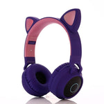 Auriculares Bluetooth 5.0 com orelhas de gato, dobráveis, on-ear, estéreo sem fios, com microfone, luz LED, rádio FM, cartão TF, SYA00833501F, SYA00833501A, SYA00833501B, SYA00833501C, SYA00833501D, SYA00833501E