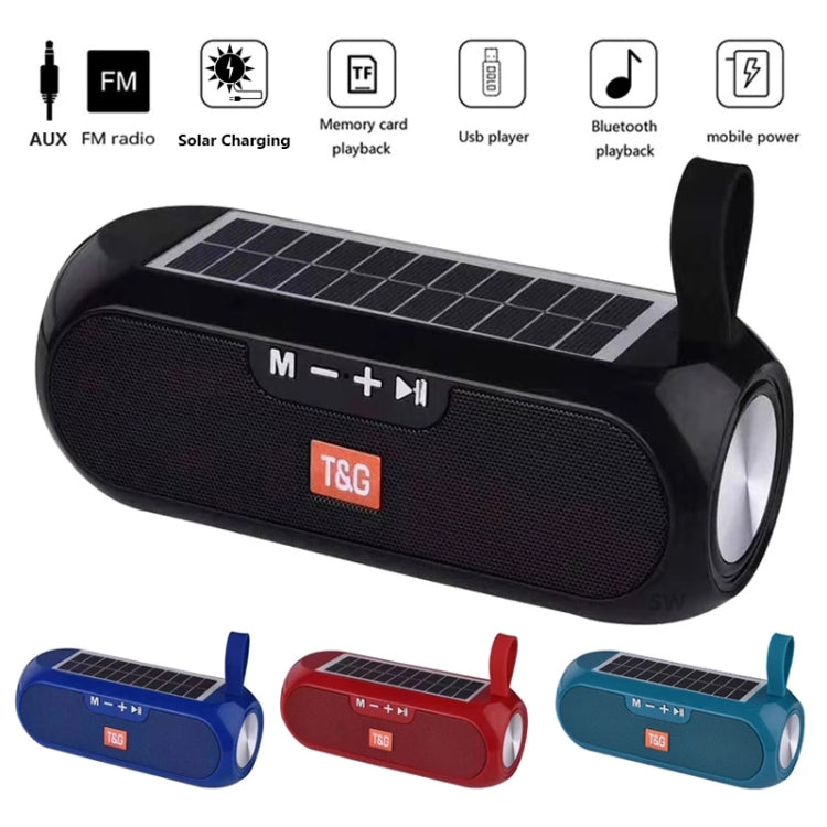 Coluna Portátil Sem Fios T&G TG182 Caixa de Música Estéreo Solar Impermeável Rádio USB AUX FM Super Graves