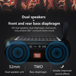 Coluna Portátil Sem Fios T&G TG182 Caixa de Música Estéreo Solar Impermeável Rádio USB AUX FM Super Graves