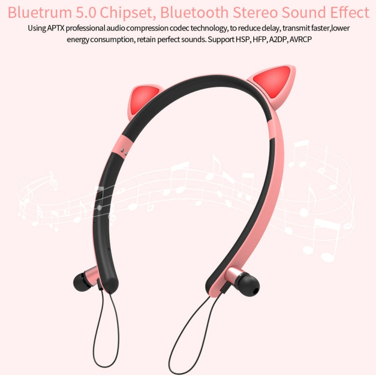 Auricular Bluetooth sem fios ZW29 com orelhas de gato, som estéreo HIFI, moda, portátil para desporto, com microfone e luz LED luminosa